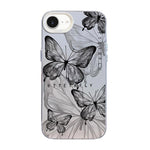 Custodia per telefono ibrida in PC e TPU con motivo a farfalla e placcatura in argento., For iPhone 17e / 16e, For iPhone 17 Pro Max, For iPhone 17 Pro