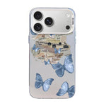 Custodia per telefono ibrida in PC e TPU con motivo a farfalla e placcatura in argento., For iPhone 17e / 16e, For iPhone 17 Pro Max, For iPhone 17 Pro
