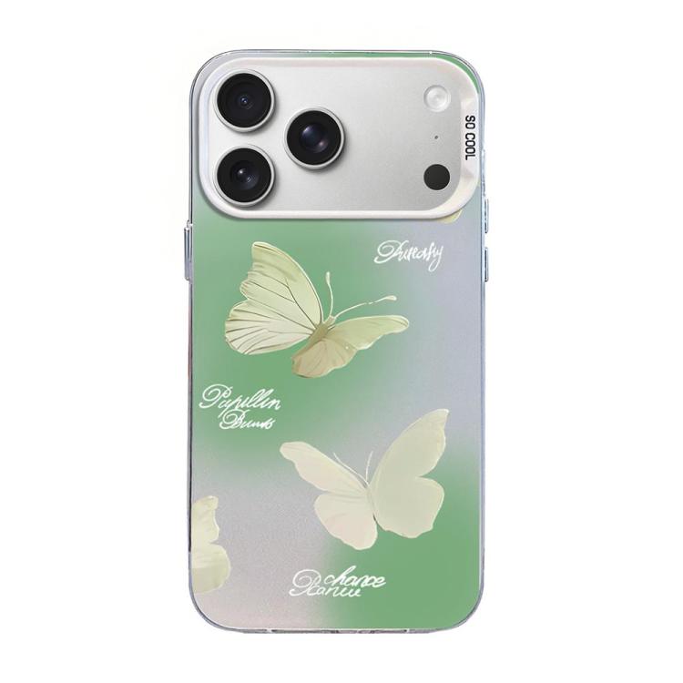 Custodia per telefono ibrida in PC e TPU con motivo a farfalla e placcatura in argento., For iPhone 17e / 16e, For iPhone 17 Pro Max, For iPhone 17 Pro