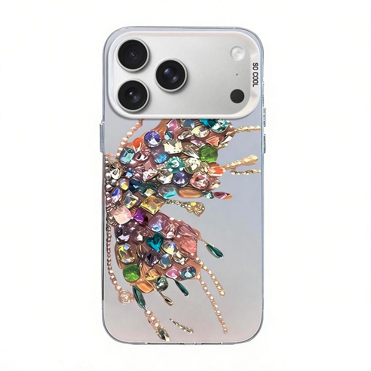 Custodia per telefono ibrida in PC e TPU con motivo a farfalla e placcatura in argento., For iPhone 17e / 16e, For iPhone 17 Pro Max, For iPhone 17 Pro