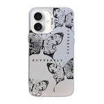 Custodia per telefono ibrida in PC e TPU con motivo a farfalla e placcatura in argento., For iPhone 17, For iPhone Air, For iPhone 16 Pro Max