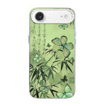 Custodia per telefono ibrida in PC e TPU con motivo a farfalla e placcatura in argento., For iPhone 17, For iPhone Air, For iPhone 16 Pro Max