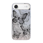 Custodia per telefono ibrida in PC e TPU con motivo a farfalla e placcatura in argento., For iPhone 17, For iPhone Air, For iPhone 16 Pro Max