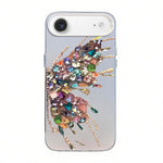 Custodia per telefono ibrida in PC e TPU con motivo a farfalla e placcatura in argento., For iPhone 17, For iPhone Air, For iPhone 16 Pro Max