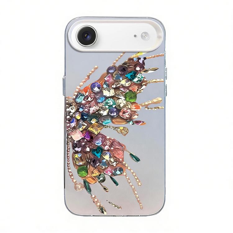 Custodia per telefono ibrida in PC e TPU con motivo a farfalla e placcatura in argento., For iPhone 17, For iPhone Air, For iPhone 16 Pro Max