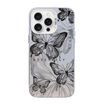 Custodia per telefono ibrida in PC e TPU con motivo a farfalla e placcatura in argento., For iPhone 17, For iPhone Air, For iPhone 16 Pro Max
