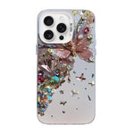 Custodia per telefono ibrida in PC e TPU con motivo a farfalla e placcatura in argento., For iPhone 17, For iPhone Air, For iPhone 16 Pro Max