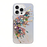 Custodia per telefono ibrida in PC e TPU con motivo a farfalla e placcatura in argento., For iPhone 17, For iPhone Air, For iPhone 16 Pro Max