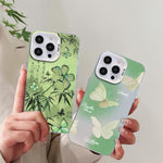 Custodia per telefono ibrida in PC e TPU con motivo a farfalla e placcatura in argento., For iPhone 16 Pro, For iPhone 16 Plus, For iPhone 16