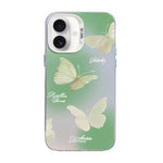 Custodia per telefono ibrida in PC e TPU con motivo a farfalla e placcatura in argento., For iPhone 16 Pro, For iPhone 16 Plus, For iPhone 16