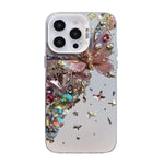 Custodia per telefono ibrida in PC e TPU con motivo a farfalla e placcatura in argento., For iPhone 15 Pro Max, For iPhone 15 Pro, For iPhone 15 Plus