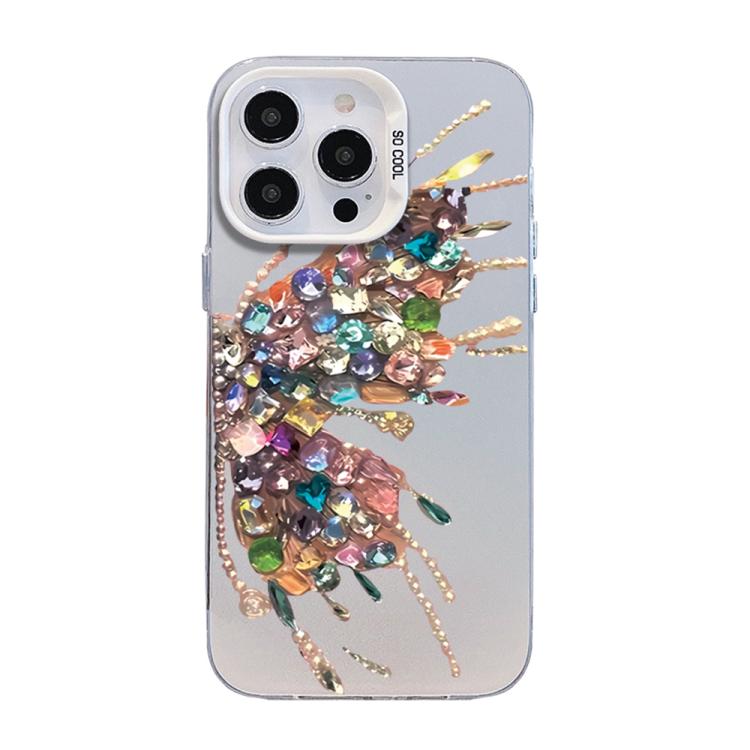 Custodia per telefono ibrida in PC e TPU con motivo a farfalla e placcatura in argento., For iPhone 15 Pro Max, For iPhone 15 Pro, For iPhone 15 Plus