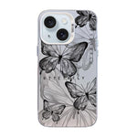 Custodia per telefono ibrida in PC e TPU con motivo a farfalla e placcatura in argento., For iPhone 15 Pro Max, For iPhone 15 Pro, For iPhone 15 Plus