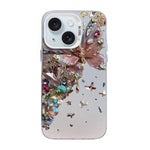 Custodia per telefono ibrida in PC e TPU con motivo a farfalla e placcatura in argento., For iPhone 15 Pro Max, For iPhone 15 Pro, For iPhone 15 Plus