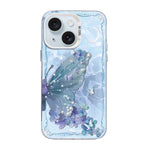 Custodia per telefono ibrida in PC e TPU con motivo a farfalla e placcatura in argento., For iPhone 15, For iPhone 14 Plus, For iPhone 14