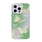 Custodia per telefono ibrida in PC e TPU con motivo a farfalla e placcatura in argento., For iPhone 14 Pro, For iPhone 14 Pro Max, For iPhone SE 2022 / SE 2020