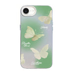 Custodia per telefono ibrida in PC e TPU con motivo a farfalla e placcatura in argento., For iPhone 14 Pro, For iPhone 14 Pro Max, For iPhone SE 2022 / SE 2020
