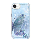 Custodia per telefono ibrida in PC e TPU con motivo a farfalla e placcatura in argento., For iPhone 14 Pro, For iPhone 14 Pro Max, For iPhone SE 2022 / SE 2020