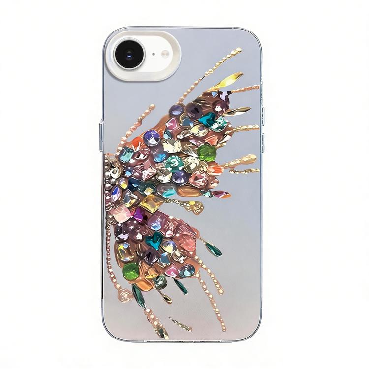 Custodia per telefono ibrida in PC e TPU con motivo a farfalla e placcatura in argento., For iPhone 14 Pro, For iPhone 14 Pro Max, For iPhone SE 2022 / SE 2020