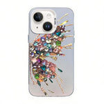 Custodia per telefono ibrida in PC e TPU con motivo a farfalla e placcatura in argento., For iPhone 13 Pro Max, For iPhone 13 Pro, For iPhone 13