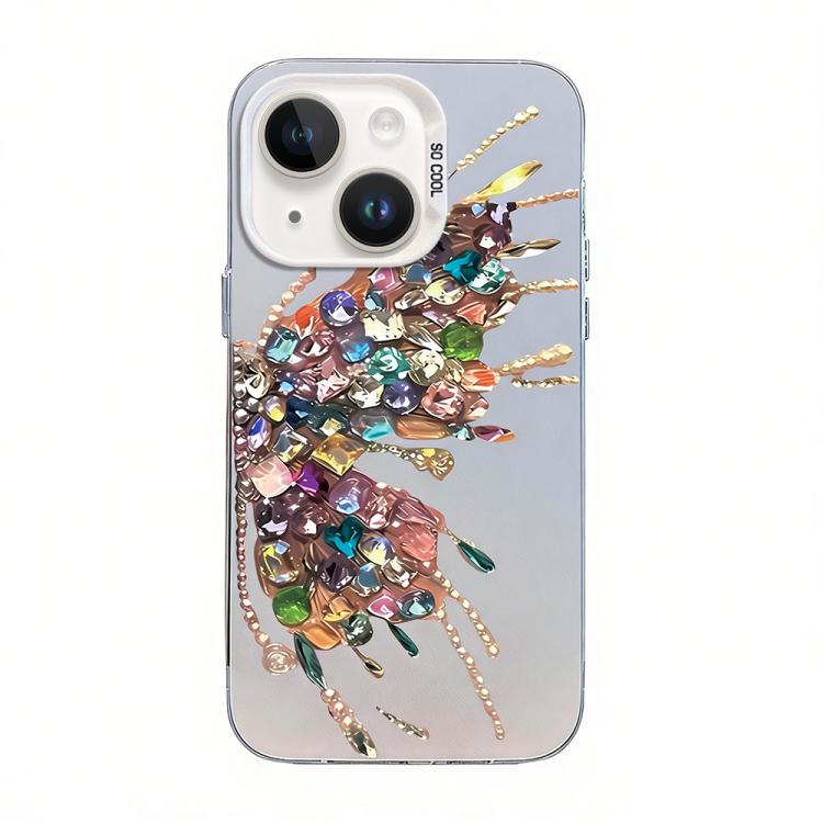 Custodia per telefono ibrida in PC e TPU con motivo a farfalla e placcatura in argento., For iPhone 13 Pro Max, For iPhone 13 Pro, For iPhone 13