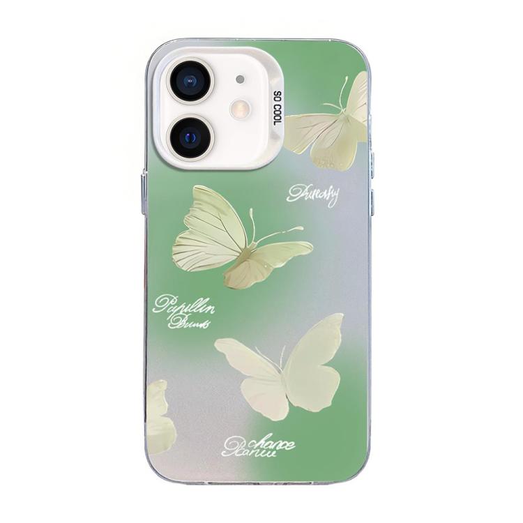 Custodia per telefono ibrida in PC e TPU con motivo a farfalla e placcatura in argento., For iPhone 12 mini, For iPhone 11 Pro Max, For iPhone 11