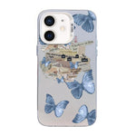 Custodia per telefono ibrida in PC e TPU con motivo a farfalla e placcatura in argento., For iPhone 12 mini, For iPhone 11 Pro Max, For iPhone 11