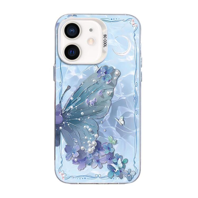 Custodia per telefono ibrida in PC e TPU con motivo a farfalla e placcatura in argento., For iPhone 12 mini, For iPhone 11 Pro Max, For iPhone 11