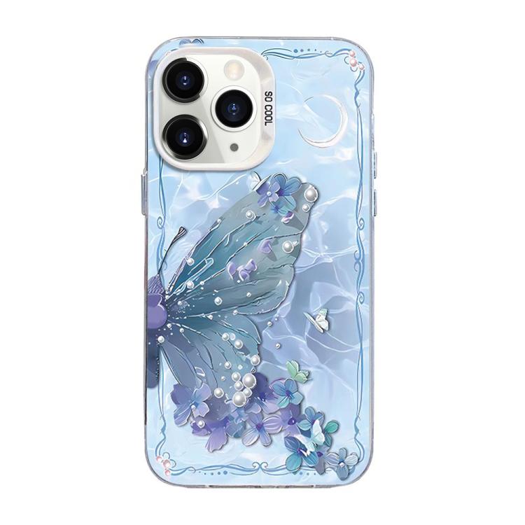Custodia per telefono ibrida in PC e TPU con motivo a farfalla e placcatura in argento., For iPhone 12 mini, For iPhone 11 Pro Max, For iPhone 11