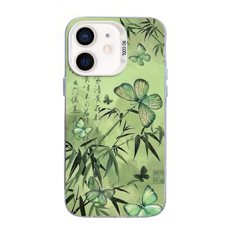 Custodia per telefono ibrida in PC e TPU con motivo a farfalla e placcatura in argento., For iPhone 12 mini, For iPhone 11 Pro Max, For iPhone 11