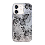 Custodia per telefono ibrida in PC e TPU con motivo a farfalla e placcatura in argento., For iPhone 12 mini, For iPhone 11 Pro Max, For iPhone 11