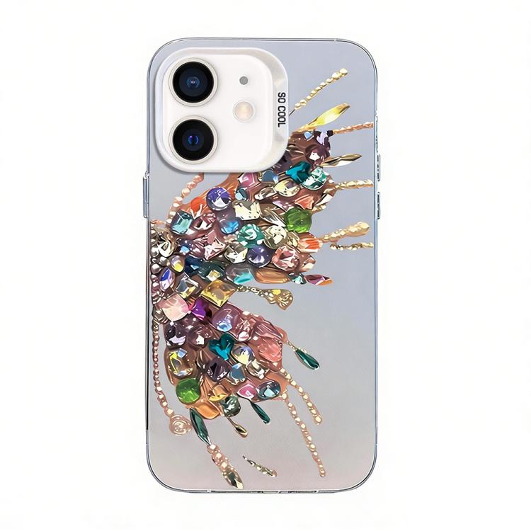 Custodia per telefono ibrida in PC e TPU con motivo a farfalla e placcatura in argento., For iPhone 12 mini, For iPhone 11 Pro Max, For iPhone 11