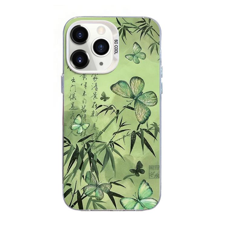 Custodia per telefono ibrida in PC e TPU con motivo a farfalla e placcatura in argento., For iPhone 11 Pro, For iPhone XS / X, For iPhone XR