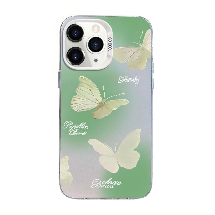 Custodia per telefono ibrida in PC e TPU con motivo a farfalla e placcatura in argento., For iPhone 11 Pro, For iPhone XS / X, For iPhone XR