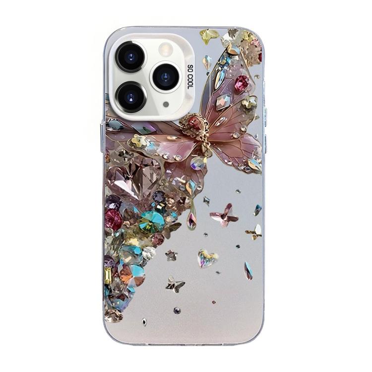 Custodia per telefono ibrida in PC e TPU con motivo a farfalla e placcatura in argento., For iPhone 11 Pro, For iPhone XS / X, For iPhone XR
