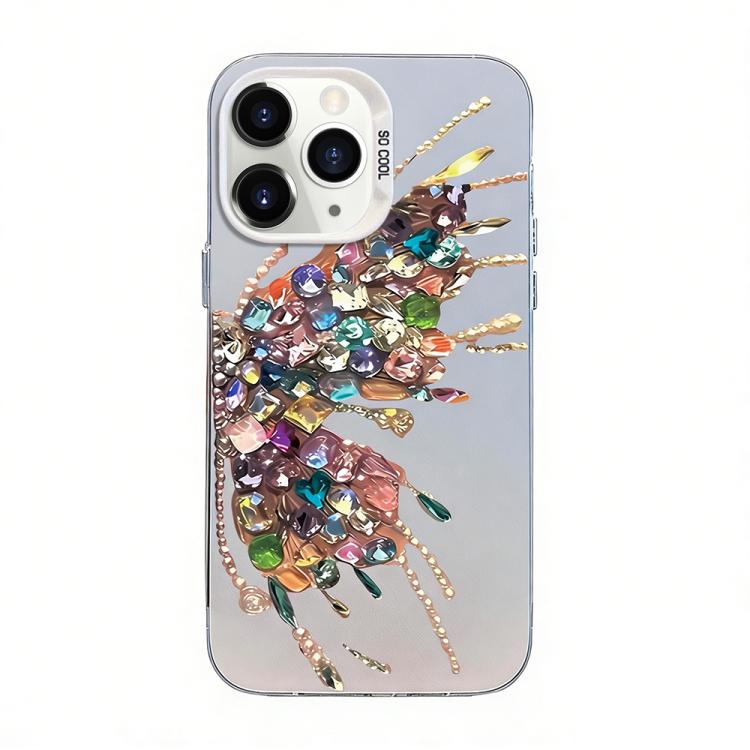 Custodia per telefono ibrida in PC e TPU con motivo a farfalla e placcatura in argento., For iPhone 11 Pro, For iPhone XS / X, For iPhone XR