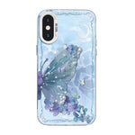 Custodia per telefono ibrida in PC e TPU con motivo a farfalla e placcatura in argento., For iPhone 11 Pro, For iPhone XS / X, For iPhone XR