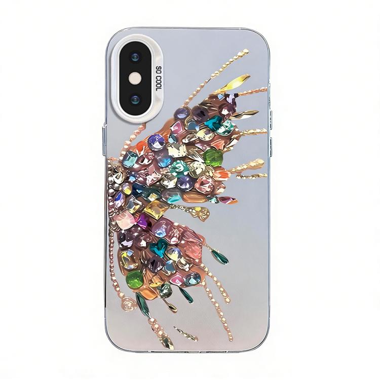 Custodia per telefono ibrida in PC e TPU con motivo a farfalla e placcatura in argento., For iPhone 11 Pro, For iPhone XS / X, For iPhone XR