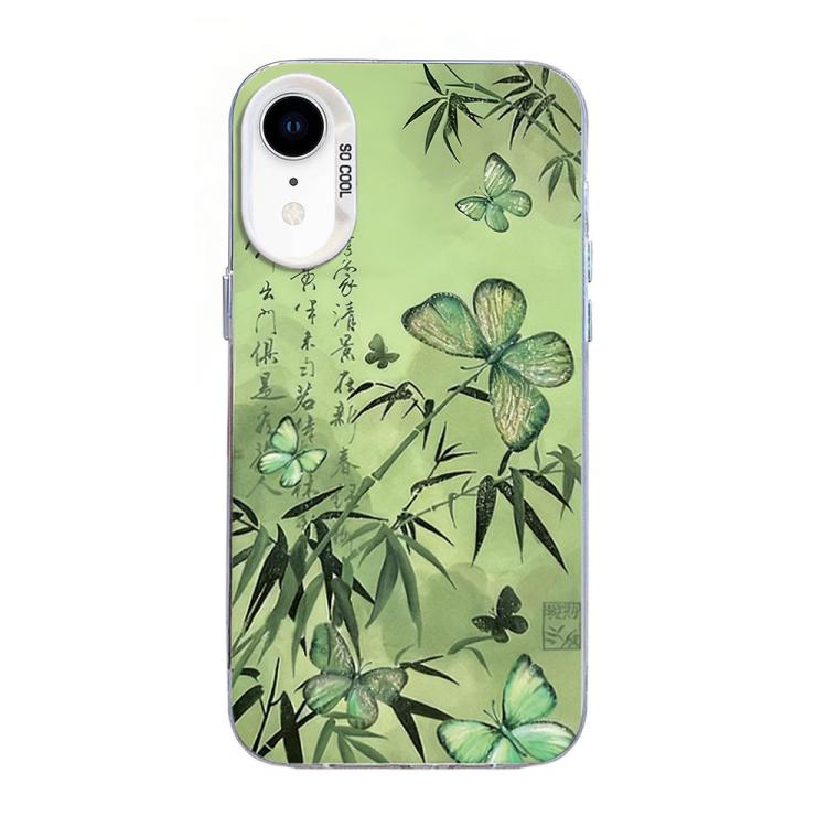 Custodia per telefono ibrida in PC e TPU con motivo a farfalla e placcatura in argento., For iPhone 11 Pro, For iPhone XS / X, For iPhone XR