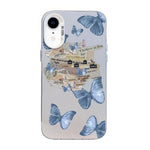 Custodia per telefono ibrida in PC e TPU con motivo a farfalla e placcatura in argento., For iPhone 11 Pro, For iPhone XS / X, For iPhone XR
