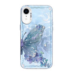 Custodia per telefono ibrida in PC e TPU con motivo a farfalla e placcatura in argento., For iPhone 11 Pro, For iPhone XS / X, For iPhone XR