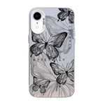 Custodia per telefono ibrida in PC e TPU con motivo a farfalla e placcatura in argento., For iPhone 11 Pro, For iPhone XS / X, For iPhone XR