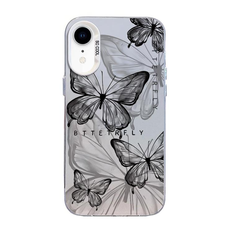 Custodia per telefono ibrida in PC e TPU con motivo a farfalla e placcatura in argento., For iPhone 11 Pro, For iPhone XS / X, For iPhone XR