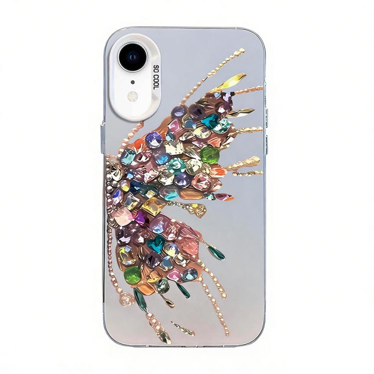 Custodia per telefono ibrida in PC e TPU con motivo a farfalla e placcatura in argento., For iPhone 11 Pro, For iPhone XS / X, For iPhone XR
