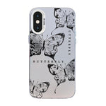 Custodia per telefono ibrida in PC e TPU con motivo a farfalla e placcatura in argento., For iPhone XS Max, For iPhone 8 Plus / 7 Plus