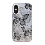 Custodia per telefono ibrida in PC e TPU con motivo a farfalla e placcatura in argento., For iPhone XS Max, For iPhone 8 Plus / 7 Plus