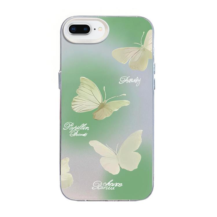 Custodia per telefono ibrida in PC e TPU con motivo a farfalla e placcatura in argento., For iPhone XS Max, For iPhone 8 Plus / 7 Plus