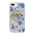 Custodia per telefono ibrida in PC e TPU con motivo a farfalla e placcatura in argento., For iPhone XS Max, For iPhone 8 Plus / 7 Plus
