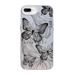 Custodia per telefono ibrida in PC e TPU con motivo a farfalla e placcatura in argento., For iPhone XS Max, For iPhone 8 Plus / 7 Plus