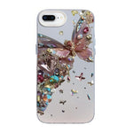Custodia per telefono ibrida in PC e TPU con motivo a farfalla e placcatura in argento., For iPhone XS Max, For iPhone 8 Plus / 7 Plus